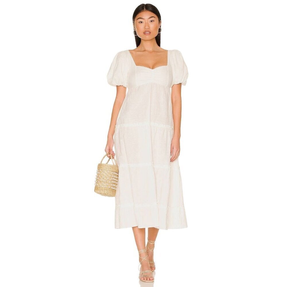 Show Me Your Mumu Odette Midi Dress in White Small Womens Long Cotton